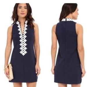 Lilly Pulitzer Navy Mini Dress with White Lace Detail